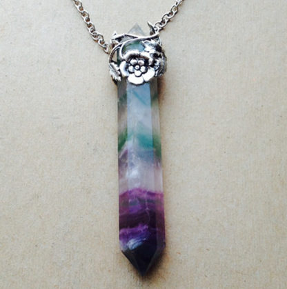 Fluorite Floral Topped Necklace