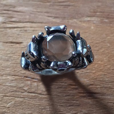Freyja Crystal Cat Ring in Smoky Quartz – Evil Pawn Jewelry