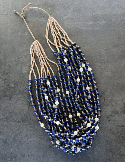 Vintage Rye Whitegoat Lapis and White Moonstone with Shell Necklace